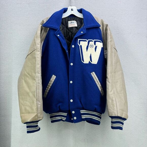 Vintage Neff Mens Blue Gray Wool Varsity Jacket Size Large - Picture 1 of 11